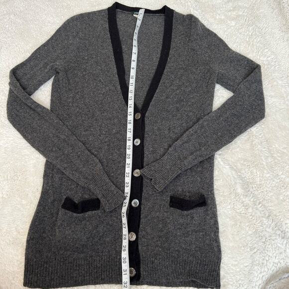 J Crew Womens Cardigan Open Front Long Line Lambs Wool Size Medium In Grey - Picture 4 of 5